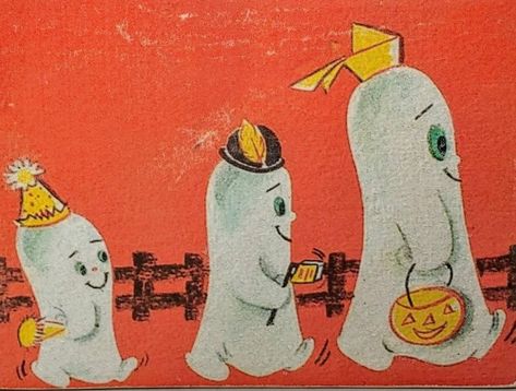 Vintage Halloween Ghosts Vintage Halloween Ghost, Ghost Drawing, Vintage Ghost, Sheet Ghost, Nostalgic Images, Jolly Holiday, Halloween Images, Friends Happy, Morning Friends