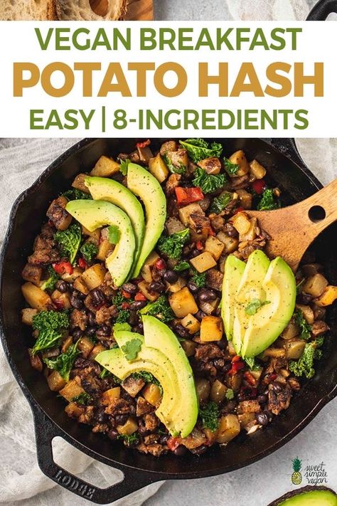 Breakfast Potato, Sweet Potato Breakfast Hash, Vegan Brunch Recipes, Vegan Breakfast Easy, Potatoes Onions, Hash Recipe, Breakfast Hash, Vegan Brunch, Potato Hash