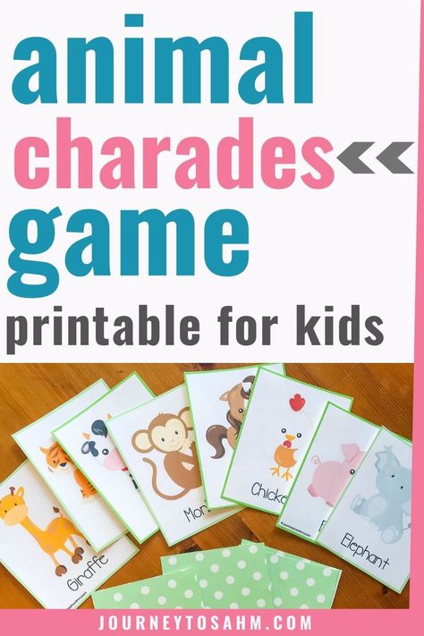 A fun printable game for kids in preschool and even kindergarten. This charades learning activity gets families involved. It’s like a guess who game with no sounds. Includes a free downloadable printable with pictures. #activitiesforkids #preschoolactivities #funandgames Animal Charades, Reggio Activities, Animal Flash Cards, Reading Games For Kids, Charades For Kids, Charades Cards, Charades Game, Printable Games For Kids, Free Games For Kids