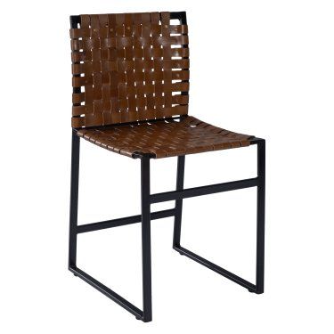 Butler Specialty Urban Woven Leather Side Chair | Hayneedle Woven Leather Chair, Woven Dining Chairs, Brown Chair, Leather Side Chair, Leather Accent Chair, Upholstered Side Chair, Nail Head, Leather Dining Chairs, Rustic Industrial