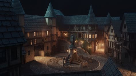 ArtStation - Town square isometric, Tummi Fantasy Town Square, Medieval Town Square, House Flipper, House Flippers, Fantasy Town, Old Town Square, Town Square, Medieval Town, Sci Fi Fantasy