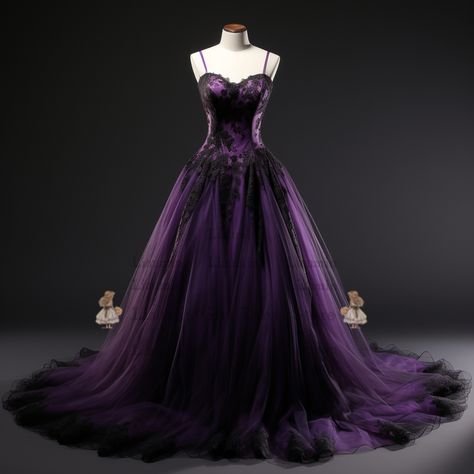 Prom Dresses Purple And Black, Dark Purple Prom Dress Flowy, Black And Purple Dress Prom, Dark Purple Prom Dress Long Sleeve, Midnight Purple Prom Dress, Black And Purple Prom Dress, Purple And Black Prom Dress, Dark Purple Wedding Dress, Deep Purple Prom Dress