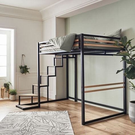 Mezzanine House, Modern Loft Bed, Mezzanine Bed, Paris Flat, Mezzanine Bedroom, Loft Bed Frame, Tiny House Loft, Paris Home, Bedroom Setup