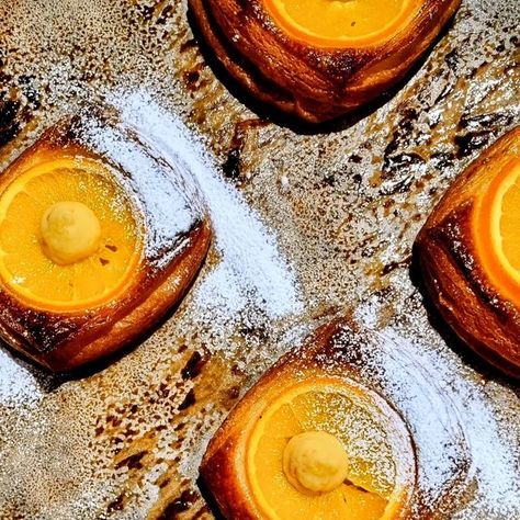 Sandholt Reykjavík on Instagram: "Dreaming about sunny days 🌞🌻 We are celebrating fresh summer flavors with this orange Danish with lemon orange custard and candied fresh orange slice . . . . #danish #danishpastry #viennoiserie #viennoiseries #pastry #laminatedpastry #lamination #pastryart #pastrycraft #orange🍊 #baking #bakedgoods #bakery #sweetbread" Orange Danish, Orange Custard, Orange Ricotta, Summer Flavors, Orange Baking, Danish Pastry, Orange Slice, Pastry Art, Fresh Orange