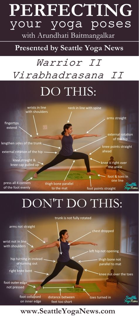 Pin it! A visual guide on what to do and what not to do when doing Warrior 2: http://seattleyoganews.com/perfecting-your-yoga-poses-warrior-ii/ Tags: yoga, infographic, asanas, asana, yoga pose, yoga poses, Warrior II, Warrior 2 Low Lunge, Yoga Relaxation, Quick Diet, Yoga Stretching, Sup Yoga, Yoga Posen, Yoga Moves, Bikram Yoga, Easy Yoga Workouts