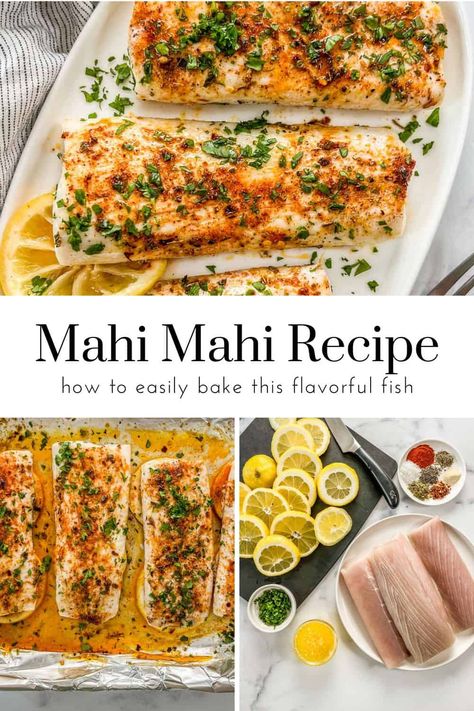 If you love the mild taste of white fish, you'll love this easy, baked mahi mahi recipe. You'll get a delicious fish that comes together in about 20 minutes! Recipe Mahi Mahi, Mahi Mahi Recipes Baked Easy, Easy Mahi Mahi Recipes Baked Fish, Moist Mahi Mahi Recipes, How To Make Mahi Mahi, Mahi Mahi Sauce, Easy Mahi Mahi Recipes, Maui Maui Fish Recipes Baked, Mahi Marinade