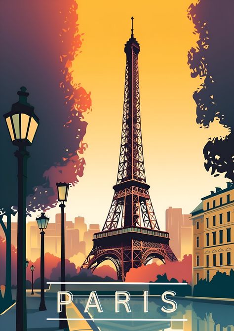 Posters Of Places, Paris Poster Design, France Poster Design, Paris Aesthetic Poster, Paris Poster Art, Paris Poster Vintage, Art Deco Posters Prints, France Poster Vintage, Paris Art Deco