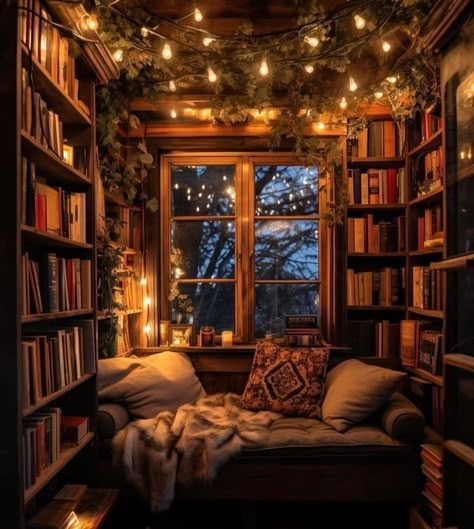 Small Book Nook Ideas, Dream Home Library, Attic Library, Cozy Home Library, Home Library Rooms, Dream Library, Library Room, Home Library Design, Home Libraries