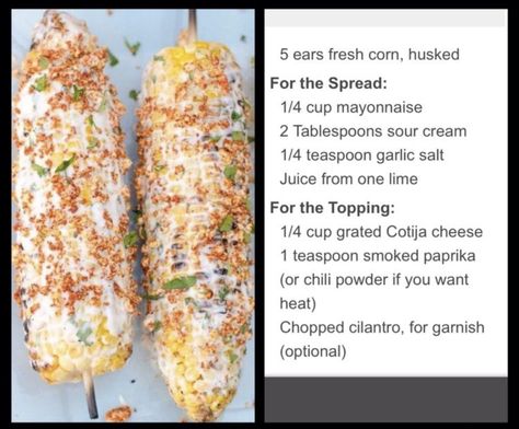 Chicken With Corn On The Cob, Chili's Corn On The Cob Recipe, Spicy Corn On The Cob, Mexican Corn Recipes, Corn Recipes Side Dishes, Bbq Side Dishes, Spicy Corn, Food Making, Green Veggies