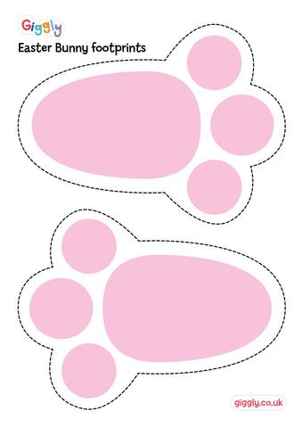 Easter Egg Hunt Clues, Tips and Ideas | Giggly.co.uk Diy Easter Bunny Footprints, How To Make Bunny Footprints, Bunny Footprint Template, Easter Bunny Paw Prints, Bunny Paws Template, Easter Bunny Printable Free, Bunny Feet Template Printable, Bunny Feet Template, Bunny Footprint Art