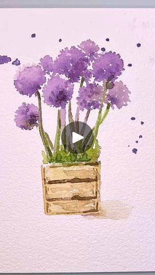 Allium Flowers, Pen And Paper, Colored Pencils, Chalk, Watercolor Paintings, Projects To Try, Card Making, Purple, Flowers