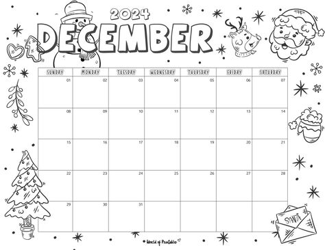 December Calendar Doodles, Cute December Calendar 2024, December Calender 2024 Printable, Advent Calendar Coloring Page, December Calendar 2024 Christmas, Coloring Calendar 2024, December Calendar 2024 Aesthetic, December 2024 Calendar, Printable Calendar 2024