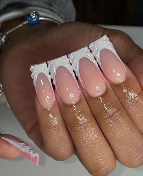 thenail.prodigy on ig Fly Nail Designs, Curve Nails Acrylic, French Tip Nail Inspiration, Nails Basic, Overlay Nails, Builder Gel Nails, Tapered Square Nails, Hard Nails, Girly Acrylic Nails