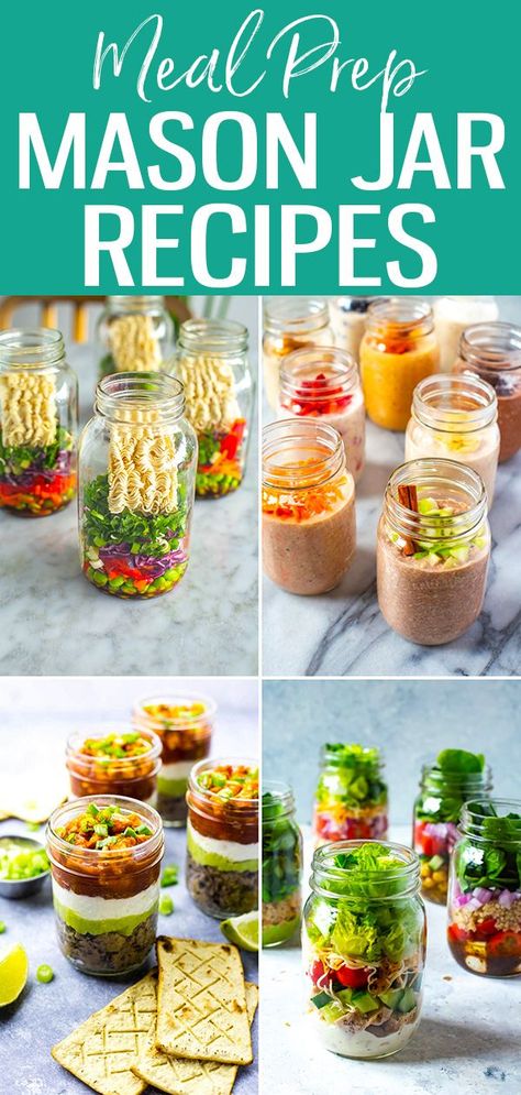 Food Prep Mason Jars, Jar Lunches Healthy, Mason Jar Keto Meals, Best Mason Jar Salad Recipes, Mason Jar Dinners, How To Make Mason Jar Salads, Bottled Salads Mason Jars, Jar Soup Meal Prep, Jar Dinners Mason