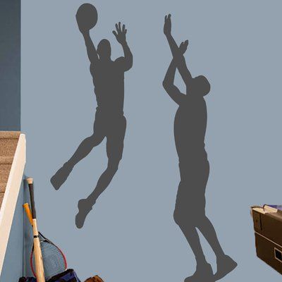 Zoomie Kids Harward 2 Piece Basketball Guys Wall Decal Set Color: Dark Gray Kids Sports Bedroom, Basketball Guys, Boys Game Room, Sport Bedroom, Boys Playroom, Teen Boy Bedroom, Letter Wall, Boy's Bedroom, Locker Room