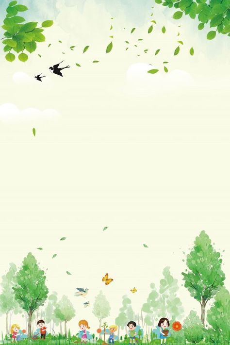 Child Wallpaper, Children Background, Children Wallpaper, Environment Background, Kindergarten Wallpaper, Fantasy Poster, Spring Frame, Colorful Borders Design, Planting Trees