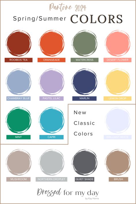 The Trending COLORS of Spring/Summer 2024 - Dressed for My Day 2024 Color Trends, 2024 Colors, Pantone Trends, Summer Color Trends, Color Trends 2024, Pantone 2024, Summer 2024 Fashion, Trend Board, Spring Color Palette