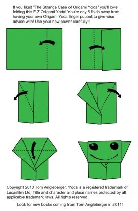 Easy 5 fold Origami Yoda,  Super easy! If I can do it, any one can Origami Yoda Instructions, Star Wars Classroom, Star Wars Origami, Origami Templates, Origami Yoda, Star Wars Crafts, Puppets Diy, May The Fourth Be With You, May The Fourth