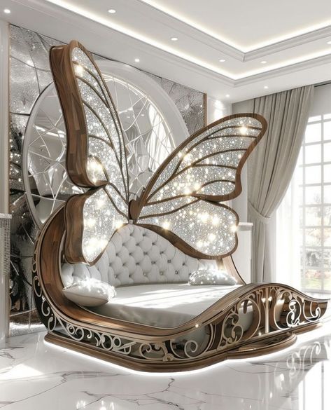 Butterfly Bed, Beautiful Bedroom Set, Luxe Bed, Bedroom Ideas For Small Rooms Diy, Butterfly Patterns, Butterfly Bedding, Bedroom Sanctuary, Luxe Bedroom, House Interior Design Styles