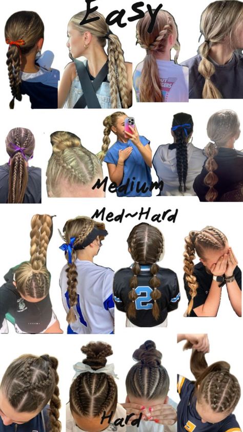 Netball Hairstyles, Game Day Hairstyles, Hairstyles For Sports, Basketball Hair, Sporty Hair, Cute Volleyball Hairstyles, Cute Sporty Hairstyles, Softball Hair, Soccer Hairstyles