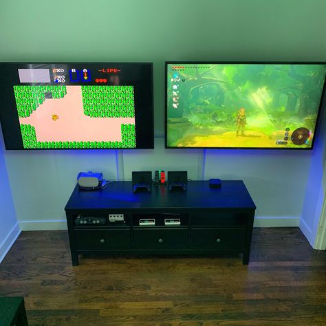 His And Hers Gaming Setup, Gaming Setup Small, Tv Gaming Setup, Cheap Gaming Setup, Gaming Setup Ps4, Desk Gaming Setup, Bedroom Gaming Setup, Setup Bedroom, Gaming Setup Bedroom