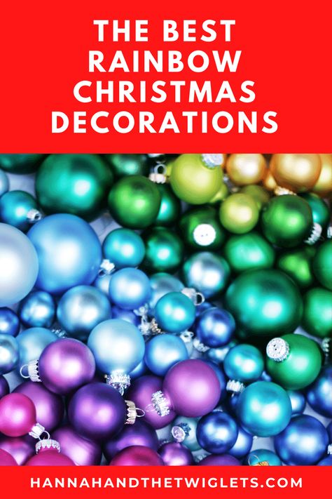 Check out my round-up of the best rainbow Christmas decorations for 2020, and add some colour to your festivities :) #hannahandthetwiglets #rainbowChristmas #christmasdecorations #rainbowchristmasdecorations #colourfulchristmas Rainbow Christmas, Rainbow Christmas Decorations, Rainbows Christmas, Rainbow Christmas Decor, Rainbow Tree, Colourful Interiors, Things To Do At Home, Mistletoe And Wine, Traditions To Start