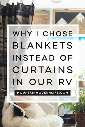 Why I chose Southwest Camp Blankets for our RV Curtains, plus tips for finding curtain alternatives! MountainModernLife.com Rv Curtains, Camper Curtains, Rv Remodeling, Rv Upgrades, Curtain Alternatives, Rv Redo, Camper Redo, Nissan Elgrand, Camper Build