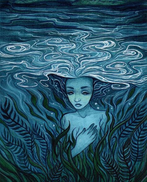 Madalyn McLeod - Artist on Instagram: “I haven't had time for #mermay this year, but here is a Naiad painting from last year called "Into the Depths". One of the pieces for my…” Watercolor And Colored Pencil, Water Fairy, Oracle Deck, Ink Watercolor, Mystical Art, Mermaid Art, Hippie Art, Ethereal Art, Painting Inspo