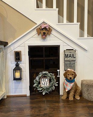 Under Stairs Dog House, Dog Nook, Luxury Dog House, Luxury Dog Kennels, Luminaria Diy, تحت الدرج, Dog Room Decor, Dog Bedroom, Puppy Room