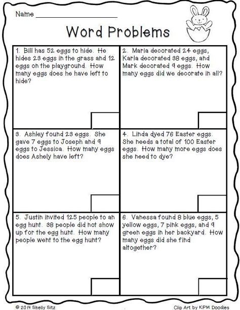 Problem Solving Worksheet, Addition Words, Easter Math, Addition Word Problems, 3rd Grade Math Worksheets, Subtraction Word Problems, Math Problem Solving, 2nd Grade Math Worksheets, Word Problem