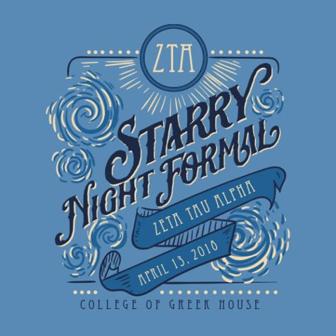 Zeta Formal 2018 | Greek House | Greek Apparel | Sorority Shirts | Greek T-Shirts | Custom Greek Apparel | Fraternity Shirts | Fraternity Apparel | Sorority Apparel | Sorority | Fraternity | #zeta tau alpha #fraternity #formal #pr #marketing #star #night #moon Sorority Semi Formal Themes, Sorority Formal Themes, Semi Formal Themes, Aoii Shirts, Formal Themes, Sorority Work Week, Prom Shirt, Rose Tshirt, Fraternity Formal