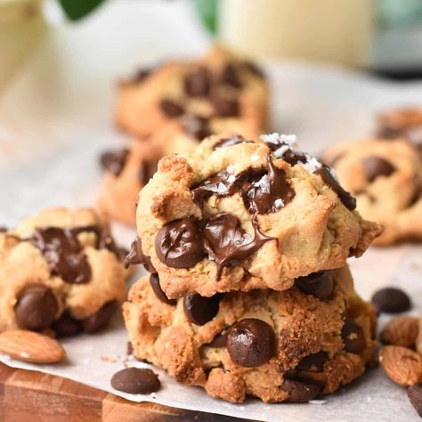 Almond Flour Chocolate Chips Cookies (5 Ingredients, No Eggs, No Dairy) Gluten Free Chocolate Chip Cookies Almond Flour, 5 Ingredient Chocolate Chip Cookies, Vegan Almond Flour Cookies, Almond Flour Cookies Chocolate Chip, Chocolate Chip Cookies Almond Flour, Coconut Oil Chocolate Chip Cookies, Dairy Free Chocolate Chip Cookies, Almond Flour Chocolate Chip, Almond Flour Recipes Cookies