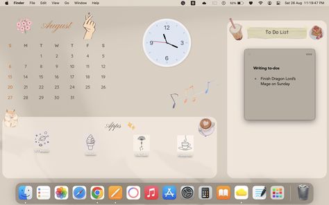 macbook aesthetic wallpaper Macbook Organization Wallpaper, Desktop Homescreen, Macbook Organization, Macbook Homescreen, Organization Wallpaper, Aesthetic Setup, Macbook Aesthetic, Aesthetic Macbook, Desktop Design