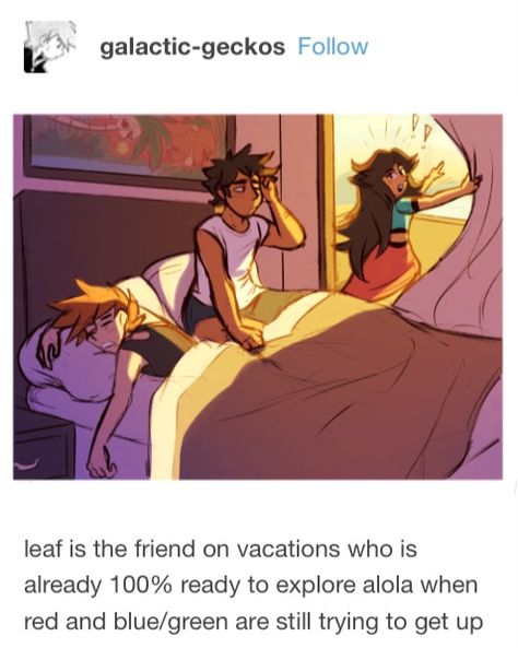 Pokémon red, green/blue and leaf on their alola vacation. I would totally be leaf, by the way. Green Pokemon, Pokemon Red Blue, Pokemon Adventures Manga, Pokemon Blue, Pokemon Alola, Pokemon Manga, Pokemon Red, Pokemon Ships, Pokemon Comics