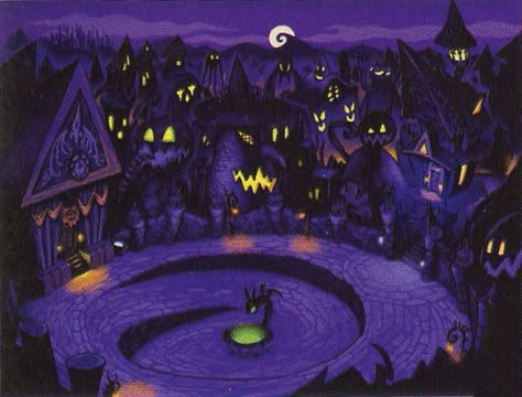 Spooky Town, Nightmare Before Christmas Halloween, Purple Halloween, Christmas Town, Halloween Town, Hallows Eve, Halloween Wallpaper, Kingdom Hearts, Tim Burton