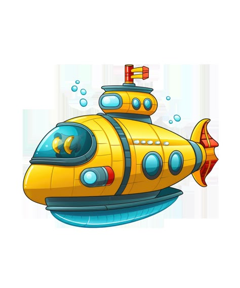 Submarine Clipart, Submarine Cartoon, Transportation Preschool Activities, School Wall Decoration, Kids Toy Boxes, Transportation Preschool, Kids Puzzles, Beautiful Wallpaper For Phone, Food Painting