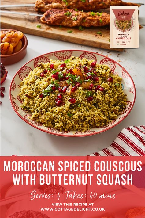 Embark on a Moroccan flavour adventure with our Moroccan Spiced Couscous. 😍🌎 Combining dried vine fruits, pepper, cumin, garlic, citrus peel, coriander, turmeric, cassia and ginger, our delicious vegan recipe is ready in just 4 minutes!! We've paired this couscous with some butternut squash skewers for a healthy takeaway alternative. To view this product or recipe, click the link in the bio. ❤️ #tastesoftheworld #mealsunder5mins #simpletastymeals #quickmeals Moroccan Cous Cous, Healthy Takeaway, Butternut Squash Recipe, Vine Fruit, Squash Recipe, Butternut Squash Recipes, Cous Cous, Quick Healthy Meals, Easy Delicious Recipes