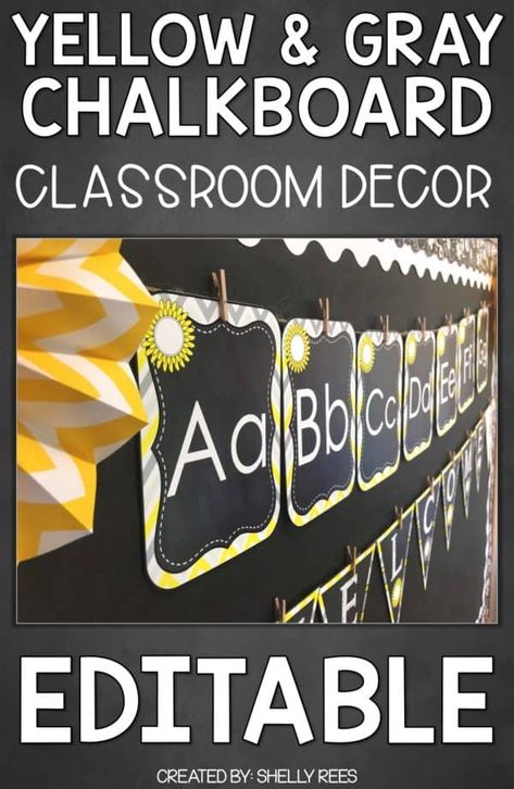 If you're looking for a classroom decor theme you can use at ANY grade level, this is the theme for you! It's both calming and can be printed on a teacher budget. Perfect for preschool, Kindergarten, first, second, third, fourth, fifth, and sixth grade or even middle and high school. {preK, 1st, 2nd, 3rd, 4th, 5th, Gray and Yellow Classroom Decor, Gray and Yellow Classroom Theme, Products, Students, Product, Word Walls, Teacher Binder, Teacher Planner, Sunshine and Daisies, Flower Decor Theme} Yellow Classroom Decor, Yellow Classroom, Lemon Classroom, Sunflower Classroom, Sunshine Font, Kindergarten Decor, Tutoring Center, Sunflower Room, Class Themes