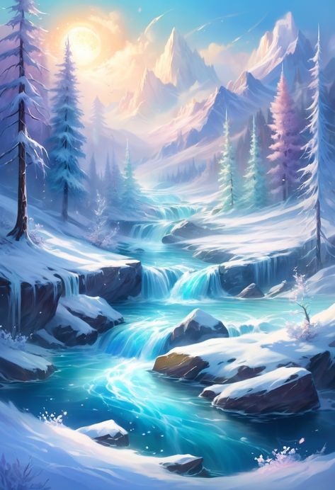 Winter Fantasy Art, Fantasy Locations, Snow Wallpaper, Beautiful Scenery Photography, Winter's Tale, Beautiful Art Pictures, Pretty Landscapes, Winter Magic, Fairytale Art