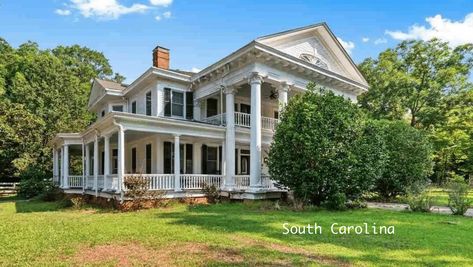 Circa 1907 Historic Home on Acreage in SC $365K - Country Life Dreams Old Southern Homes, Second Floor Balcony, Fixer Upper Home, Southern Mansions, Historic Homes For Sale, Whole House Fan, Life Dreams, Old Houses For Sale, Southern Homes