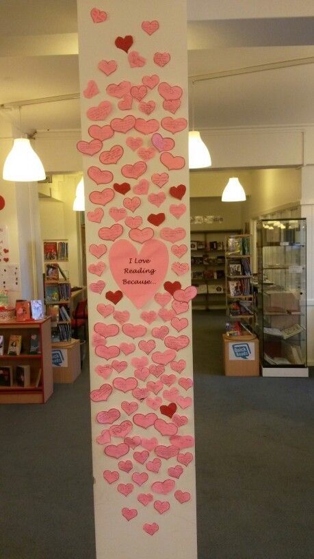 February Bulletin Board Ideas High School, Library Lovers Day, Valentine’s Day Library Display, Library Lovers Month, Valentines Day Library Displays, Valentines Library Display, Library Valentines Display, Valentines Day High School, Library Valentines Day