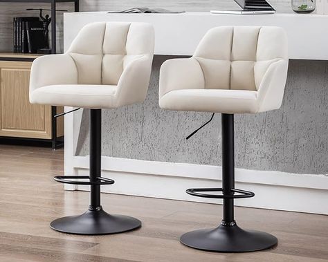 Amazon.com: Velvet Bar Stools with Backs Set of 2, Modern Bar Stools Set of 2 Counter Height, Adjustable Upholstered Kitchen Island Stools for Home Bar Dining Room, Beige : Everything Else Dining Room Beige, Beige Bar Stools, Island Bar Stools, Breakfast Stools, Bar Dining Room, Bar Height Chairs, Island Stools, Modern Counter Stools, Stools For Kitchen Island