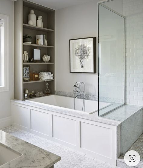 Sunk In Bathtub, Built In Bathtub, Built In Bath, Shower Glass, Master Ensuite, Tub Surround, Master Bath Remodel, Bathroom Tub, Ensuite Bathroom