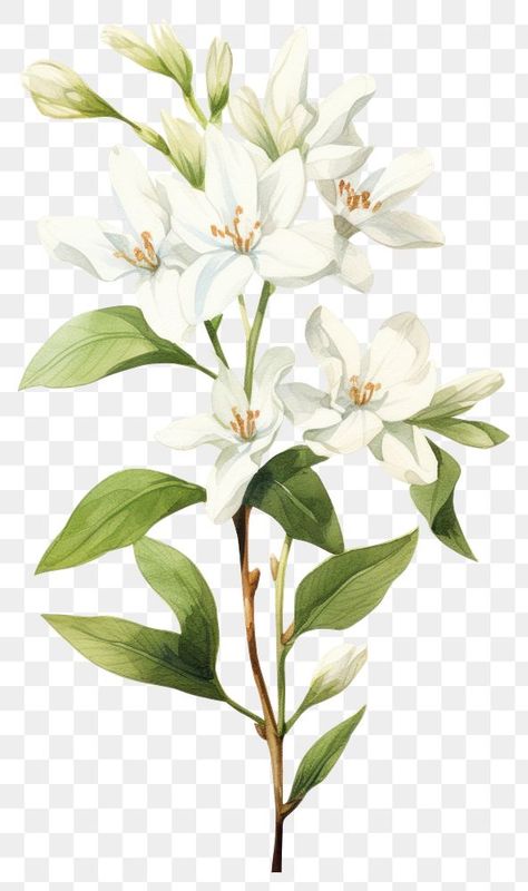 White Jasmine Flower Aesthetic, Jasmine Flower Photography, Jasmine Flower Illustration, Jasmine Illustration, White Jasmine Flower, Flower Jasmine, Illustration Flower, White Jasmine, Jasmine Flower