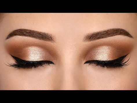 Brown Eye Makeup Natural, Gold And Brown Eye Makeup, Brown Eye Makeup, Gold Eyeshadow Looks, Eye Makeup Natural, Gold Eye Makeup Tutorial, Brown Smokey Eye Makeup, Halo Eyeshadow, Gold Smokey Eye