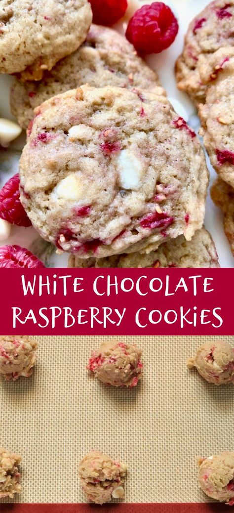 White chocolate raspberry cookies are such a delight. The white chocolate blends perfectly with the raspberries, making these amazing. We have raspberry bushes and they bloom late in the season. I love this time of year when you can go pick them right in your back yard. Remember, when you add fruit to cookie dough, the cookies are sometimes a little cakier. However these cookies are kind of in between. They are a little thicker cookie and perfectly chewy. Raspberry And White Chocolate Cheesecake Cookies, Cookies Raspberry White Chocolate, White Choc Raspberry Cookies, White Chocolate Raspberry Cookies Recipe, Raspberry Jam Cookie Recipes, Raspberry Butter Cookies, White Chocolate Chip Raspberry Cookies, White Chocolate Raspberry Cheesecake Cookies, Raspberry White Chocolate Cookie