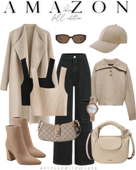 Amazon Trending Fall Looks 🍂🤍 Comment *FALL2024* to get a link to these products sent directly to your Dms! 1- Cozy Neutrals with Long Coats & Knits: Camel Coat Neutral Sweater Black Jeans Booties Beige Shoulder Bags & Crossbody Bags 2- Leather and Brown Accents: Black Leather Jacket Brown Turtleneck Sweater Black Flared Jeans Western-Style Hat Brown Handbag 3- Wide-Leg Denim with Layers: Beige Trench Coat White Sleeveless Tops High-Waisted Wide-Leg Jeans White Sneakers Wide-Brim Hats ... Jeans White Sneakers, Black Flared Jeans, Neutral Sweater, Brown Turtleneck Sweater, Jeans Western, Brown Turtleneck, Leather Jacket Brown, Neutral Sweaters, Beige Trench Coat