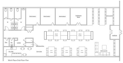 Co-Working Office Plan | EdrawMax Free Editbale Printable Coworking Space Design Open Plan, Shared Office Space Ideas Business, Co Working Space Plan, Co Working Space Design Interiors, Coworking Interior, Small Coworking Space Design Open Plan, Coworking Space Ideas, Coworking Layout, Co Working Space Design