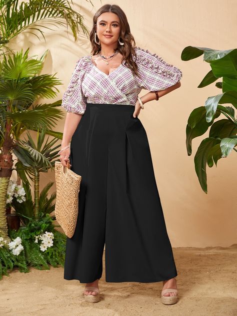 Plus Size Wide Leg Pants Outfit, Wide Leg Pants Outfit Casual, Plus Size Wide Leg Pants, Wide Leg Pants Outfit, Plus Size Kimono, Fall Plus Size, Pants Outfit Casual, Outfit Mujer, Beautiful Dress Designs