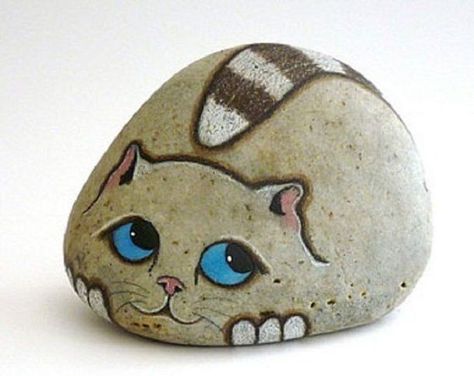 Caillou Roche, Rock Cat, Katt Grejer, Painted River Rocks, Kid Christmas, Painting Animals, Painted Rock Animals, Art Pierre, 강아지 그림